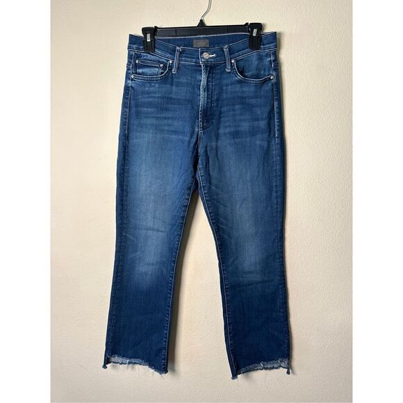 MOTHER Denim The Insider High Rise Crop Step Fray Bootcut Jeans in Tongue and Ch - Picture 2 of 14